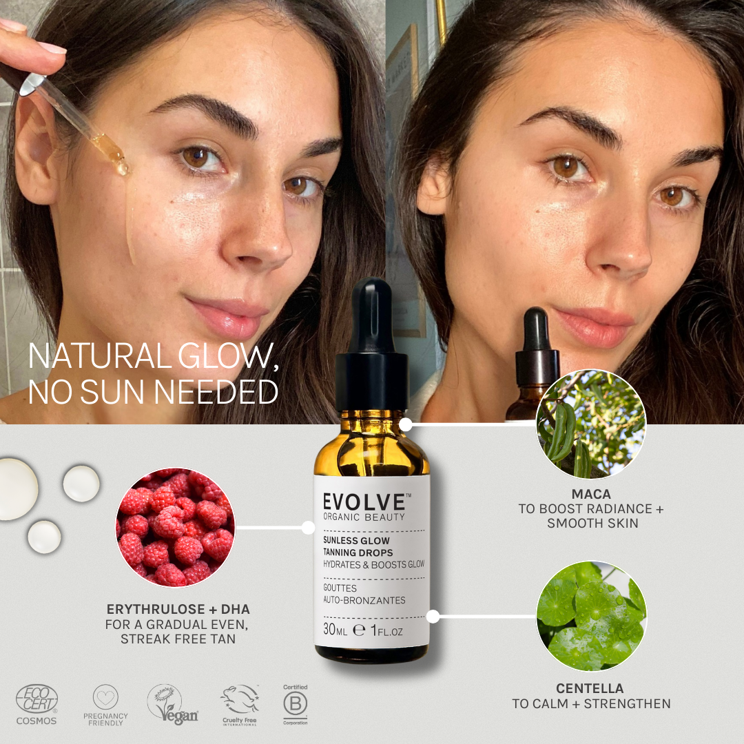 Sunless glow tanning drops 